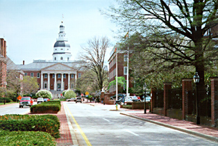 [color photograph of State House (from Rowe Blvd.), Annapolis]